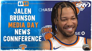 Jalen Brunson takes questions about KarlAnthony Towns a new Knicks season  Knicks Media Day  SNY [upl. by Fee]