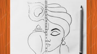 Drawing krishna How to Draw lord krishna Outline Drawing tutorial lord krishna [upl. by Eyram983]