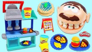 Feeding Mr Play Doh Head Hamburgers Pizza And More [upl. by Zsamot]