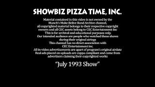 Chuck E Cheeses July 1993 Show [upl. by Nasas875]