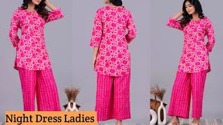 Ladies Night Dress Cutting and stitching in Hindi  Night Dress ki CuttingNight suit [upl. by Fiester698]