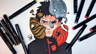 how to draw obito uchiha  anime drawing [upl. by Acirtap]