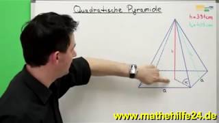 Quadratische Pyramide  Satz des Pythagoras  Volumen  Trigonometrie [upl. by Giark]