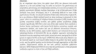 MFE Net A Multi Layer Feature Extraction Network for No Reference Quality Assessment of 3 D Point Cl [upl. by Meuser]