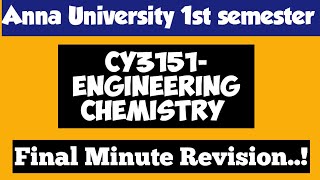 CY3151Engineering ChemistryImportant questions2marks16marksFinal Minute Revision2024 [upl. by Gilboa]