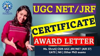 UGC NETJRF Ecertificate Award Letter December 2023 csirnetjrf ugcnet lifesciences gate gatb [upl. by Allak]