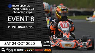 2020 British Kart Championships  Event 8 Saturday  IAME R5 TKM R3 and Bambino R3  LIVE from PFi [upl. by Aneelas]