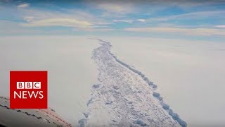 Video captures worlds biggest iceberg  BBC News [upl. by Meredi545]