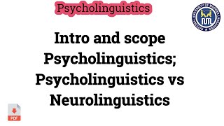 Psycholinguistics  Difference between Psycholinguistics and Neurolinguistics [upl. by Akirdnahs]