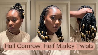 YOUR NEXT HAIRSTYLE 👀 MARLEY TWIST WITH BEADS  HALF CORNROW HALF TWIST TUTORIAL [upl. by Amabel]