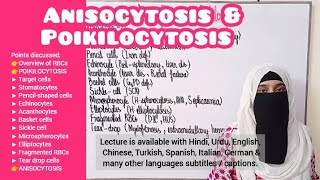 Poikilocytosis  Anisocytosis  Causes of anisocytosis and poikilocytosis  Red cell abnormalities [upl. by Nayhr]