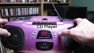 Demonstrating A Lenoxx CD101 Boombox After Replacing 2 Cassette Belts [upl. by Nalor]