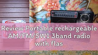 Review Portable rechargeable AMFMSW1 3band radio with flash light USBTF MP3 player [upl. by Saunders324]