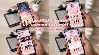 📱iOS 14 aesthetic home screen setup tutorial attack on titan  jujutsu kaisen feat widgetsmith ✨ [upl. by Einnahpets729]