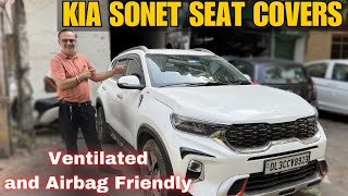 KIA SONET Leather Seat Covers  Ventilated Seat Covers for Kia Sonet  Airbag Friendly Seat Covers [upl. by Merari]