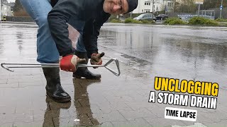 034  Time Lapse  Unclogging a storm drain after rain in Germany [upl. by Leile]