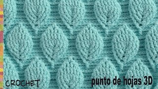 Punto hojas 3D ¡con mucho relieve tejido a crochet  Tejiendo Perú [upl. by Lyrrad]