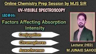 L05 UVVisible SpectroscopyFactors AffectingconjugationChromophoreAuxochromeMJS [upl. by Jakob]