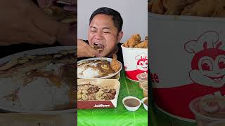 jollibee chickenjoy burgersteak fyp mukbangphilippinesfood tolbuloymukbang [upl. by Wulf]