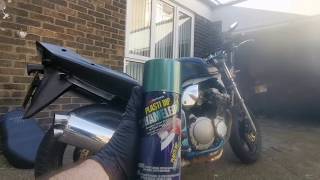 Plasti dip DIY plasti dip cans painting my suzuki bandit with plastidip [upl. by Rawdan]