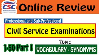 Civil Service Exam Reviewer 2024 Part 1  Vocabulary Synonyms CSC Reviewer 2024 [upl. by Yecrad879]