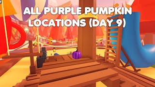 ALL PURPLE PUMPKIN LOCATIONS DAY 9 30 PUMPKINS in Adopt me [upl. by Mack]