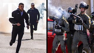 Israeli soldiers fire tear gas at worshippers near alAqsa Mosque [upl. by Ongun287]