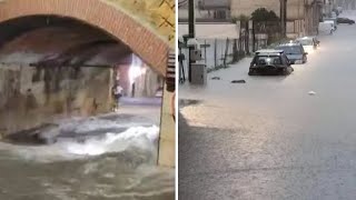 Trapani allagata lacqua impetuosa sotto il ponte a Castelvetrano [upl. by Aittam]