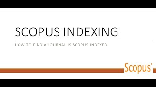 Scopus Indexing  HOW TO FIND A JOURNAL IS SCOPUS INDEXED OR NOT [upl. by Zohar]