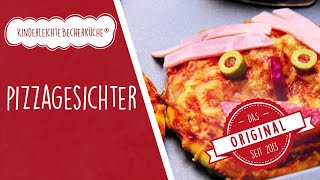 Pizzagesichter  Pizza selbstgemacht  einfaches Pizzateig Rezept  Kinderleichte Becherküche [upl. by Chapa]