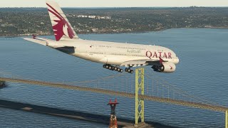 Avión Qatar A380800 aterrizaje de emergencia en el aeropuerto HALIFAX INTL [upl. by Matty]