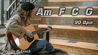 A Minor 90 Bpm Acoustic Guitar Backing Track with Cajon [upl. by Laiceps]