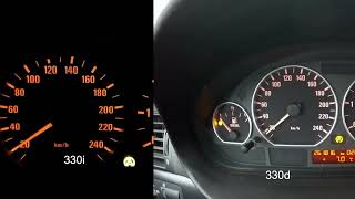 BMW E46 330i vs BMW E46 330d Acceleration Test [upl. by Hermia]