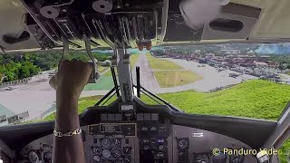 Winair Flight St Maarten to St Barth Cockpit view Amazing Takeoff and Landing [upl. by Miru]