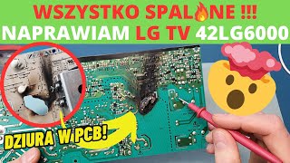 Potężnie spalony zasilacz LG TV 42LG6000  czy go naprawię Jak naprawiać spaloną elektronikę [upl. by Justinian]