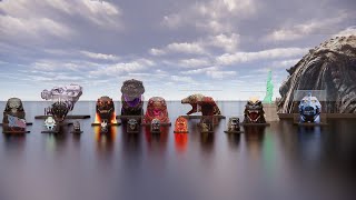 All Godzilla heads size comparison  Bigger than a Building [upl. by Halie]