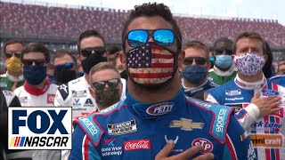 Bubba Wallace emotional as NASCARs drivers Richard Petty stand with him  NASCAR ON FOX [upl. by Lennad621]