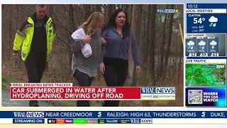 Woman crawls through broken sunroof to escape underwater car [upl. by Ecirahc]