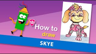 How to draw Skye from quotPAW Patrol The Mighty Moviequot Drawing together with Easy Pen [upl. by Ahidam]