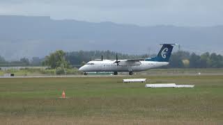 Gisborne Airport  Air New Zealand  De Havilland Canada Dash 8300 ZKNEK take off RWY14 [upl. by Neyut]