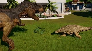 Nodosaurus Sauropelta amp TRex Breakout amp Fight Jurassic World Evolution 1080p 60FPS [upl. by Aruol]