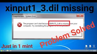 How To Fix xinput13dll Missing Error Windows 1087  How to fix xinput13dll missing error [upl. by Lutero]