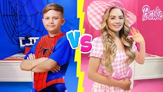 Barbie House VS Spiderman House [upl. by Ilojne]