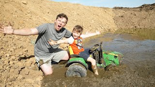 Saving our tractor from deep mud and dirt  Tractors for kids [upl. by Hesoj]