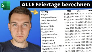 Gesetzliche Feiertage in Excel automatisch berechnen  Für die Jahre 1900 bis 2203 [upl. by Yellat407]