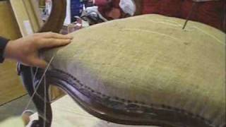 Stuffing and stitching an antique Victorian seat [upl. by Jenness]