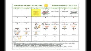 CALENDARIO HEBREO SADOQUITA  20222023 [upl. by Itsrik]