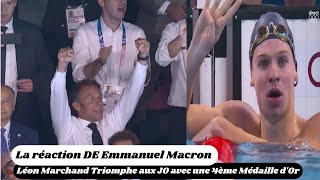 Léon Marchand Triomphe aux JO avec une 4ème Médaille dOr Emmanuel Macron Exulte [upl. by Rehsu]