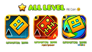 ALL LEVEL  GEOMETRY DASH 10  21  MELTDOWN  WORLD  34 Levels All Coin RopTops 2013  2017 [upl. by Llechtim949]