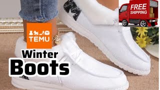 Winter boots thermal winter ankle boots temu winterboots wintercollection giftideas [upl. by Wildee]